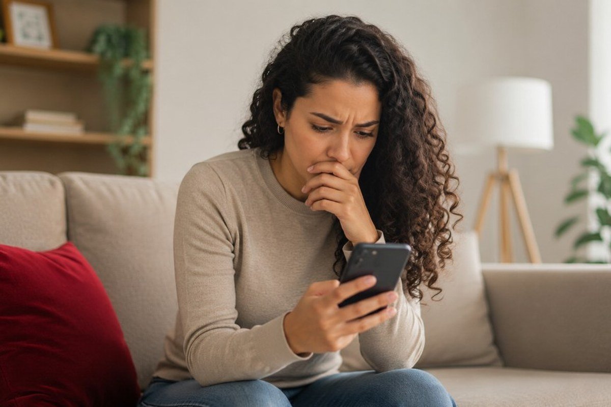 Persona preocupada porque su celular perdió señal de repente